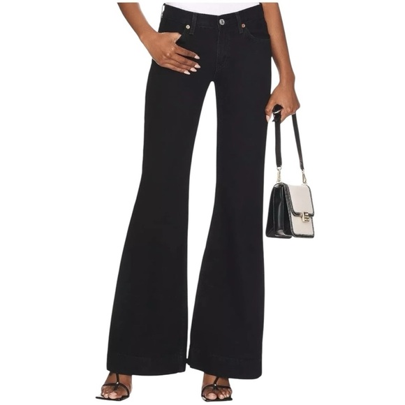 RE/DONE 70s Bell Bottom Jeans in Black Size 32 NWT, Mid Rise Flare Jeans - Picture 1 of 15